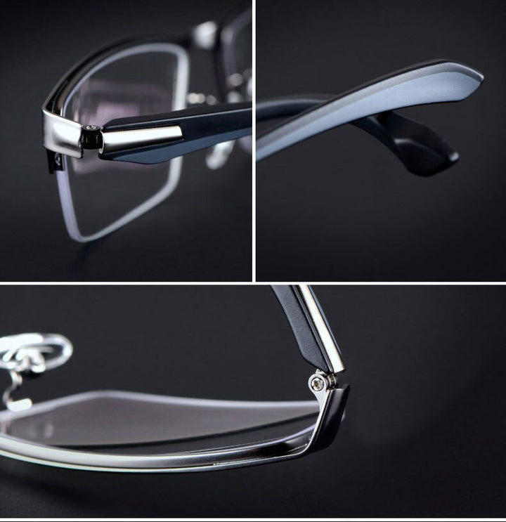 Hotochki Men's Full/Semi Rim Rectangular IP Electroplated Alloy Frame Eyeglasses Semi Rim Hotochki