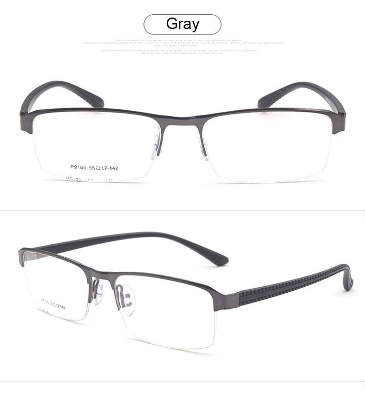 Reven Jate Men's Semi Rim Square Alloy Eyeglasses P9165 Semi Rim Reven Jate