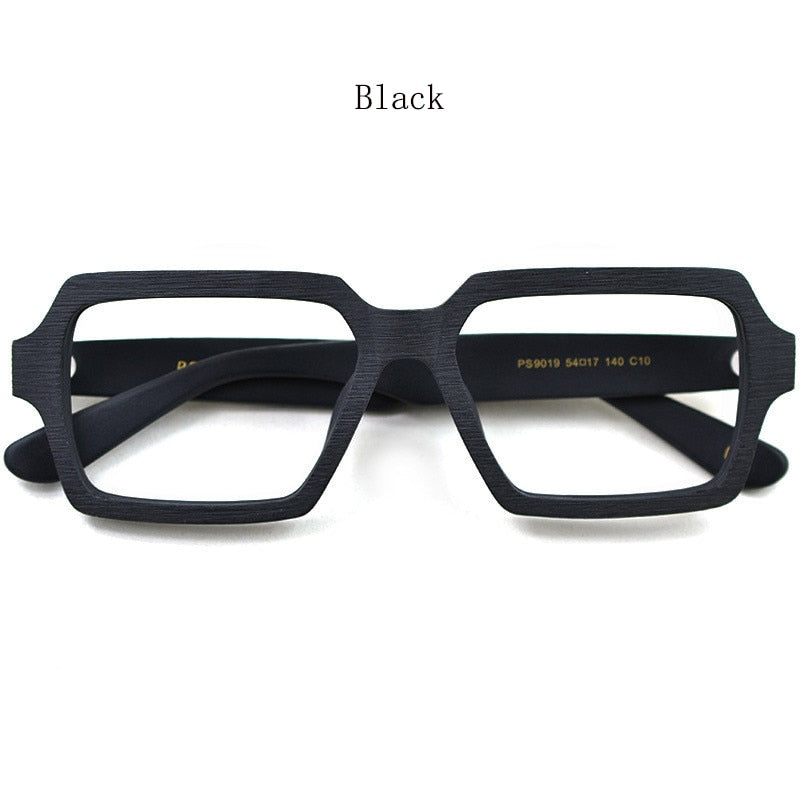 Hdcrafter Unisex Full Rim Oversized Square Wood Acetate Frame Eyeglasses Ps9019 Full Rim Hdcrafter Eyeglasses Wood Black