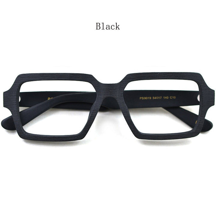 Hdcrafter Unisex Full Rim Oversized Square Wood Acetate Frame Eyeglasses Ps9019 Full Rim Hdcrafter Eyeglasses Wood Black