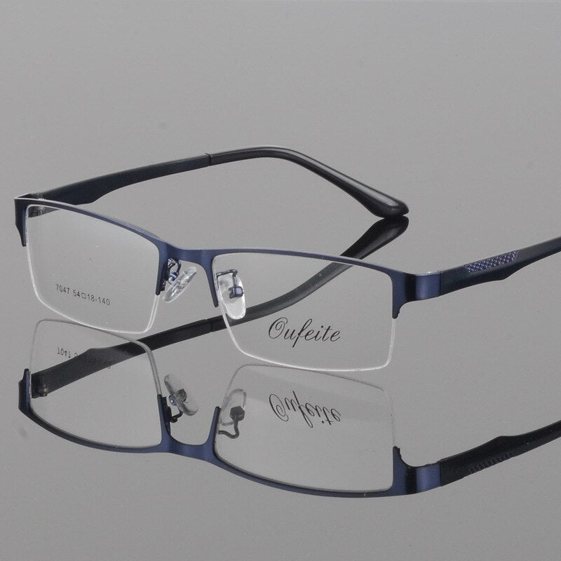 Bclear Men's Eyeglasses Square Alloy Semi Rim S7047 Semi Rim Bclear Blue