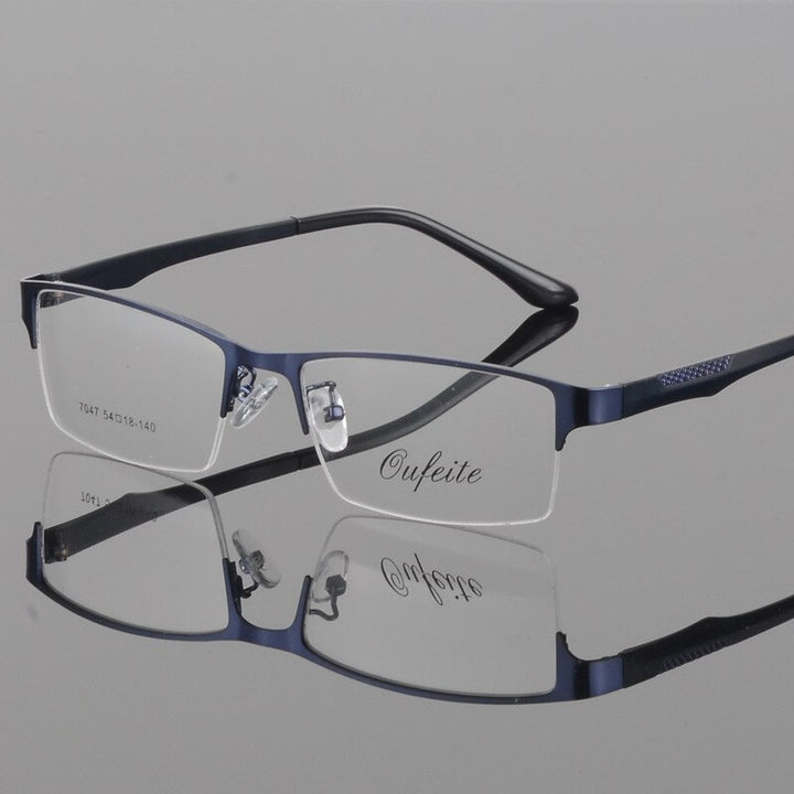 Bclear Men's Eyeglasses Square Alloy Semi Rim S7047 Semi Rim Bclear Blue