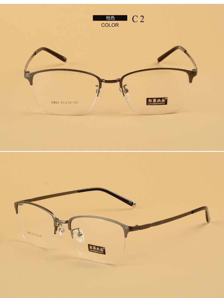 Unisex Semi Rim Alloy Frame Eyeglasses D805 Semi Rim Bclear