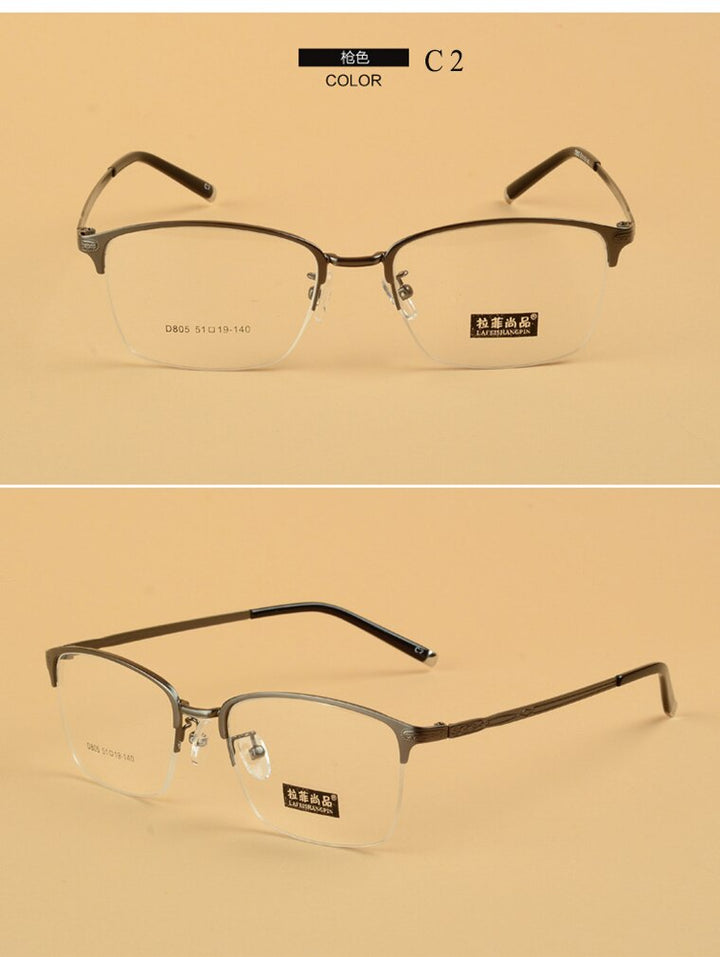 Unisex Semi Rim Alloy Frame Eyeglasses D805 Semi Rim Bclear