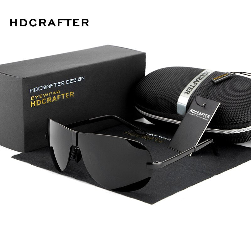 Hdcrafter Men's Full Rim Rectangle Oval Alloy Frame Polarized Sunglasses Sunglasses HdCrafter Sunglasses
