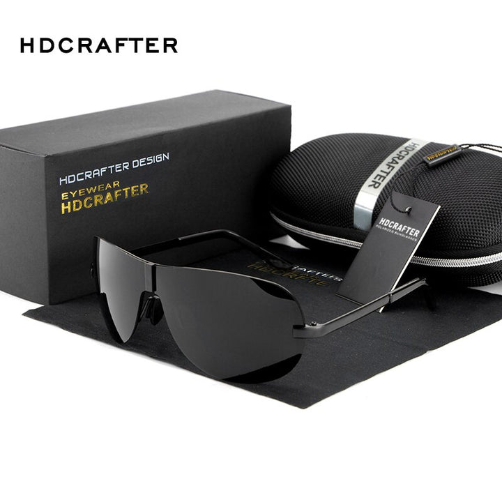 Hdcrafter Men's Full Rim Rectangle Oval Alloy Frame Polarized Sunglasses Sunglasses HdCrafter Sunglasses