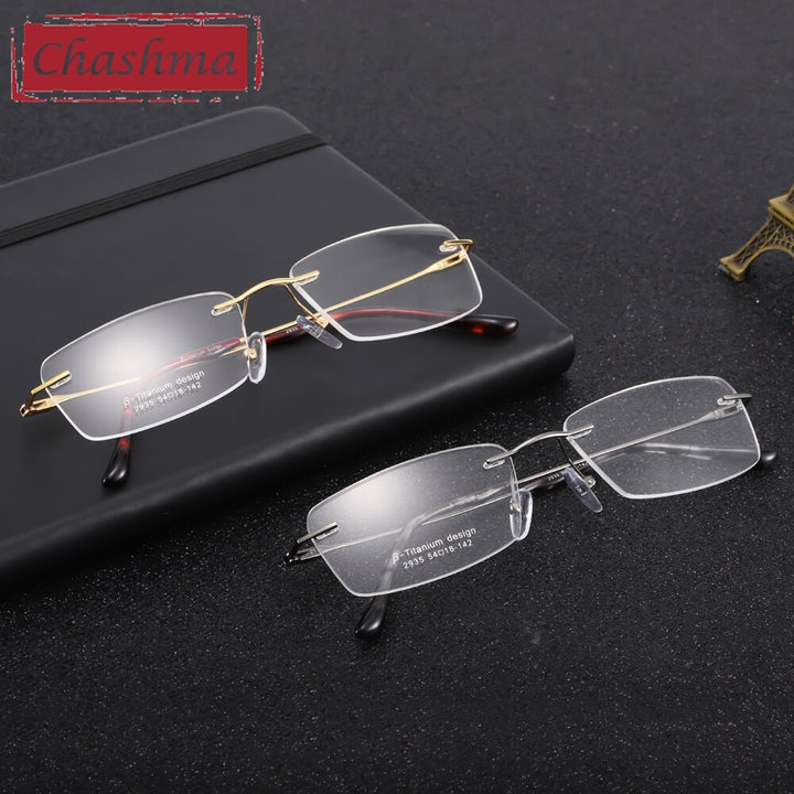 Chashma Ottica Unisex Rimless Square Titanium Eyeglasses 2935 Rimless Chashma Ottica