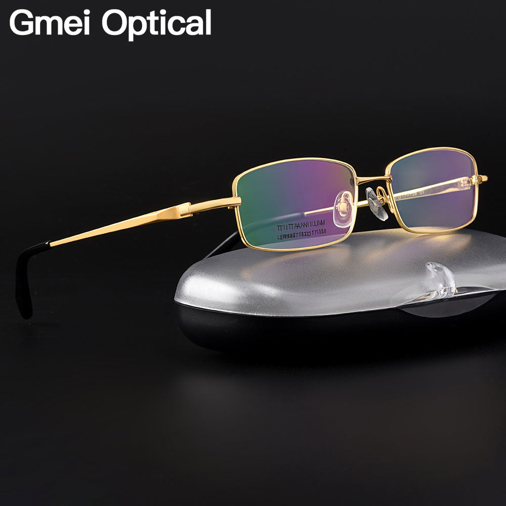 Gmei Men's Eyeglasses Ultralight 100% Pure Titanium Half Rim Lr9867 Semi Rim Gmei Optical