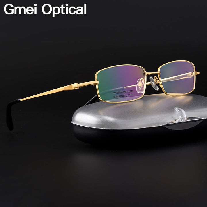 Gmei Men's Eyeglasses Ultralight 100% Pure Titanium Half Rim Lr9867 Semi Rim Gmei Optical