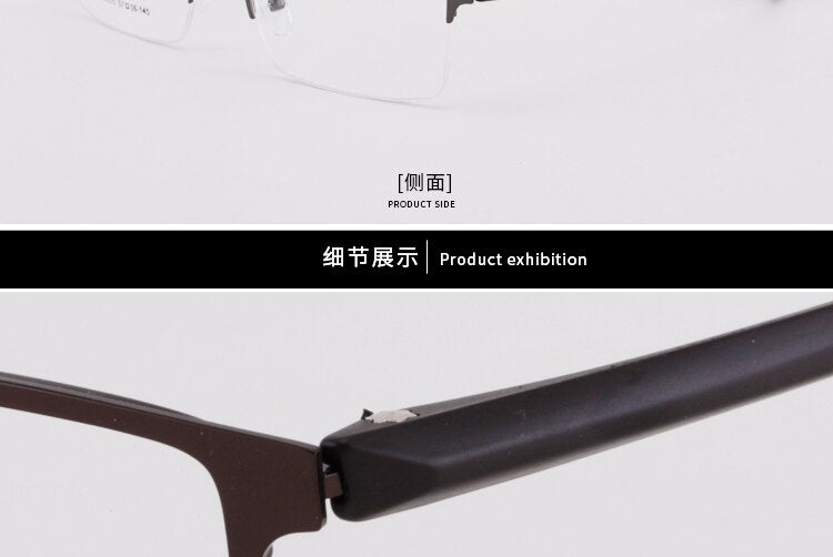 Men's Half Rim Titanium Frame Eyeglasses 9035 Semi Rim Bclear