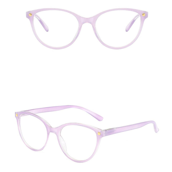 ModFans Women's Full Rim Cat Eye Tr 90 Reading Glasses Msa0032 Reading Glasses Modfans PURPLE +100