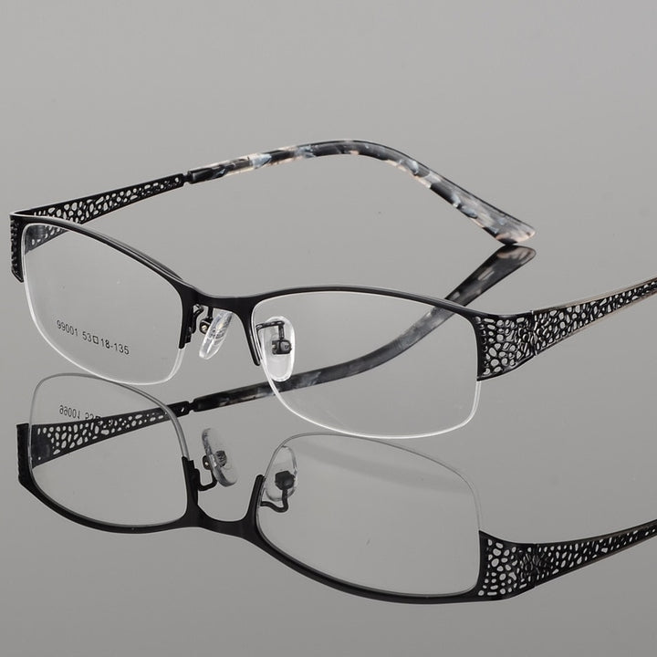 Bclear Women's Semi Rim Rectangle Alloy Eyeglasses S99001 Semi Rim Bclear