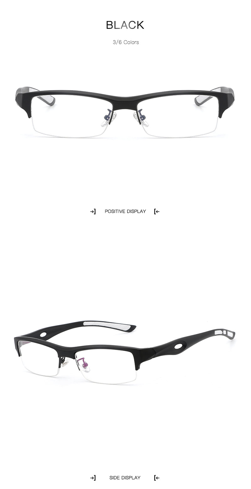 Hdcrafter Men's TR 90 Rectangle Semi Rim Frame Eyeglasses L1077 Semi Rim Hdcrafter Eyeglasses
