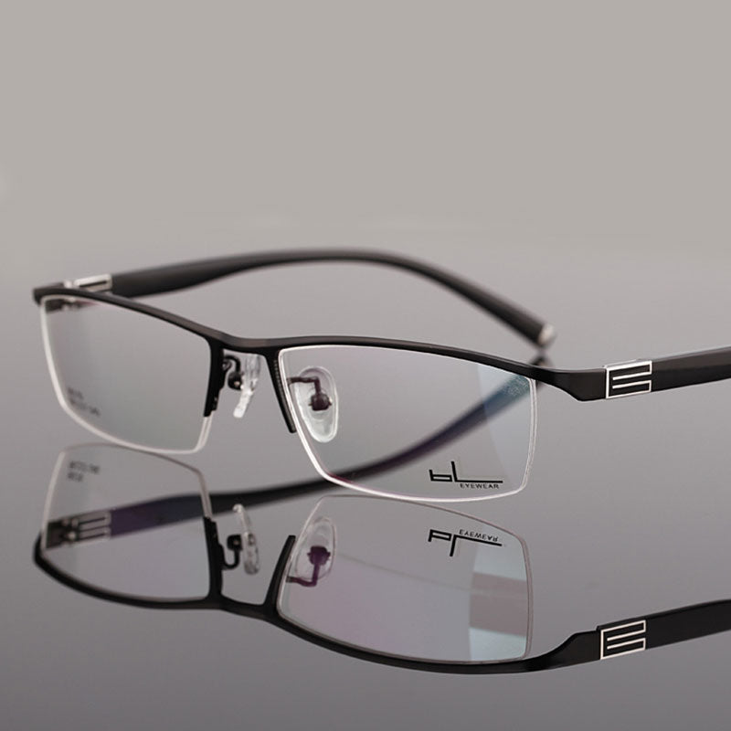 Reven Jate Men's Semi Rim Rectangle Titanium Alloy Eyeglasses 56170 Semi Rim Reven Jate C1