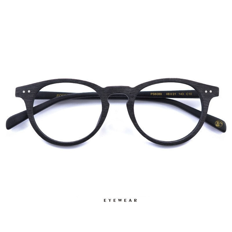 Hdcrafter Unisex Full Rim Round Wood Frame Eyeglasses Ps6089 Full Rim Hdcrafter Eyeglasses