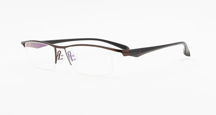 Bclear Men's Eyeglasses Semi Rim Square Titanium Alloy Semi Rim Bclear Brown