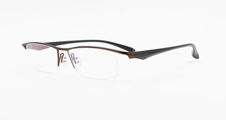 Bclear Men's Eyeglasses Semi Rim Square Titanium Alloy Semi Rim Bclear Brown