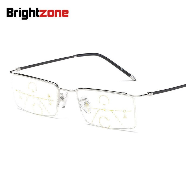 Brightzone Men's Reading Glasses Semi Rim Alloy Progressive Reading Glasses Brightzone