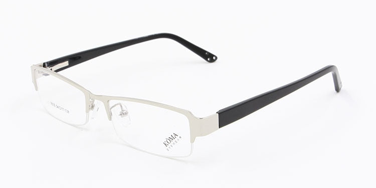 Bclear Men's Semi Rim Acetate Alloy Square Eyeglasses Spring Hinge N1816 Semi Rim Bclear Silver
