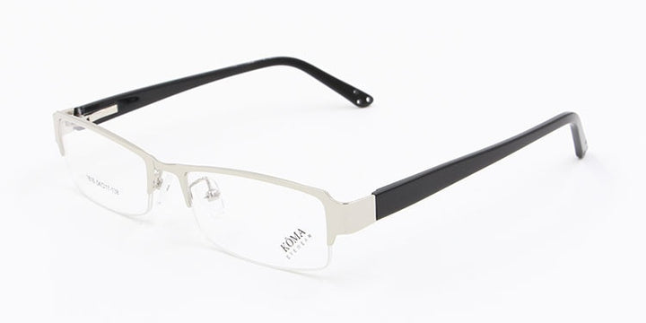 Bclear Men's Semi Rim Acetate Alloy Square Eyeglasses Spring Hinge N1816 Semi Rim Bclear Silver