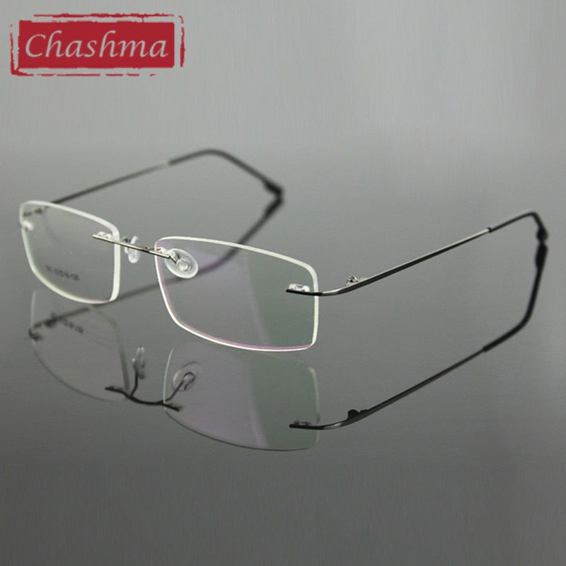 Chashma Men's RImless Square Titanium Eyeglasses L763 Rimless Chashma