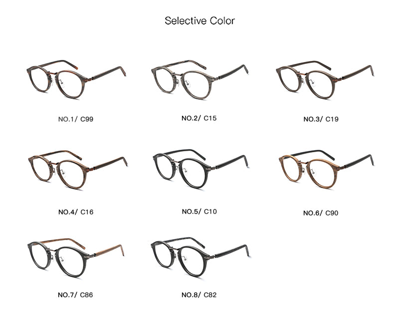 Hdcrafter Unisex Full Round Rim Wood Alloy Eyeglasses Bc06 Full Rim Hdcrafter Eyeglasses
