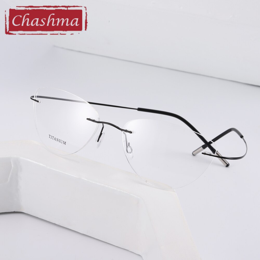 Chashma Ottica Unisex Rimless Triangle Cat Eye Tr 90 Titanium Eyeglasses 20003 Rimless Chashma Ottica