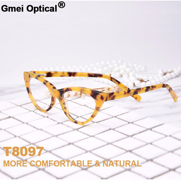 Gmei Women's Eyeglasses Cat-Eye Hypoallergenic Acetate Full Rim T8097 Full Rim Gmei Optical