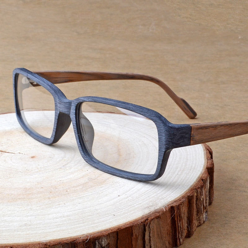Hdcrafter Unisex Full Rim Eyeglasses Wood Rectangular Ta25596 Full Rim Hdcrafter Eyeglasses