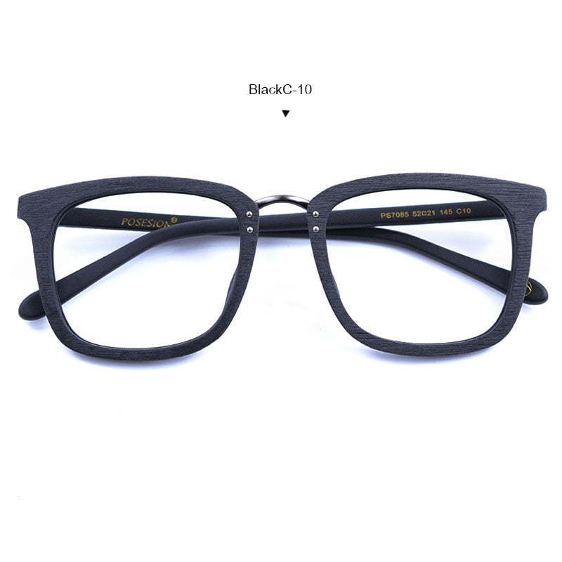 Hdcrafter Men's Eyeglasses Wood Glasses Frames Square Ps7085 Full Rim Hdcrafter Eyeglasses black