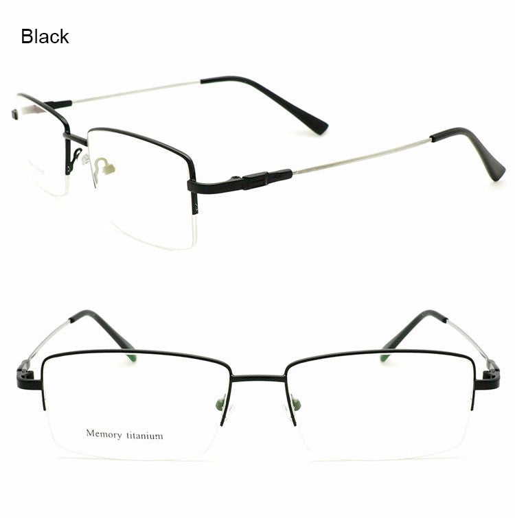 Reven Jate Men's Semi Rim Square Titanium Alloy Eyeglasses Semi Rim Reven Jate