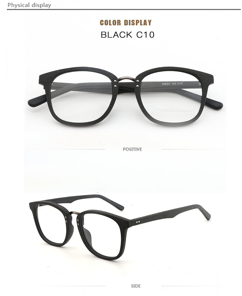 Hdcrafter Unisex Full Rim Round Square Wood Metal Frame Eyeglasses Hb029 Full Rim Hdcrafter Eyeglasses