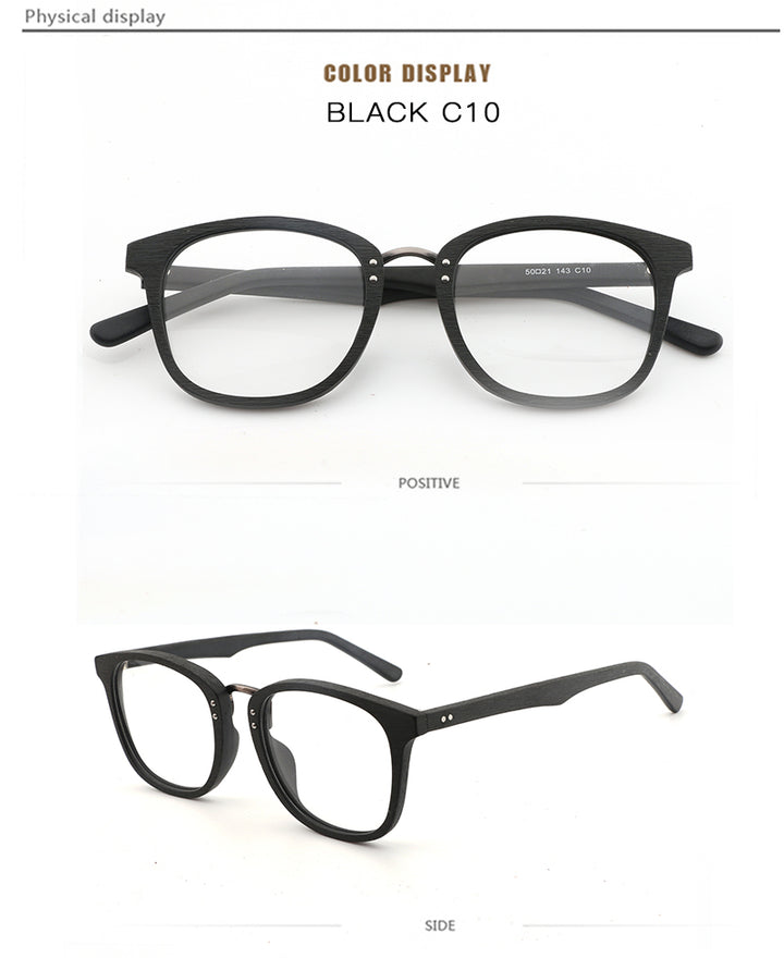 Hdcrafter Unisex Full Rim Round Square Wood Metal Frame Eyeglasses Hb029 Full Rim Hdcrafter Eyeglasses
