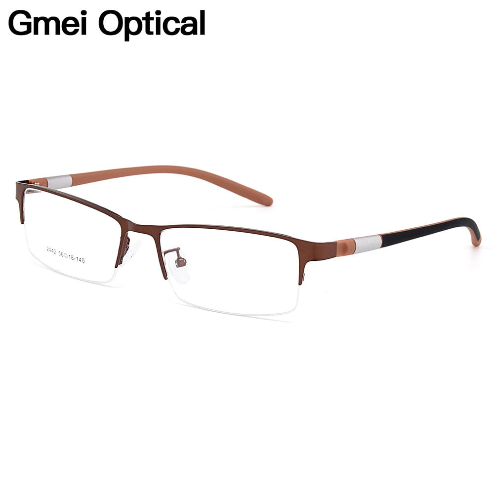 Gmei Men's Eyeglasses Semi Rim Titanium Alloy Square Y2442 Semi Rim Gmei Optical