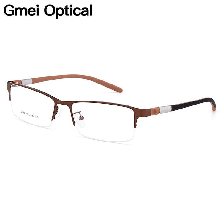 Gmei Men's Eyeglasses Semi Rim Titanium Alloy Square Y2442 Semi Rim Gmei Optical