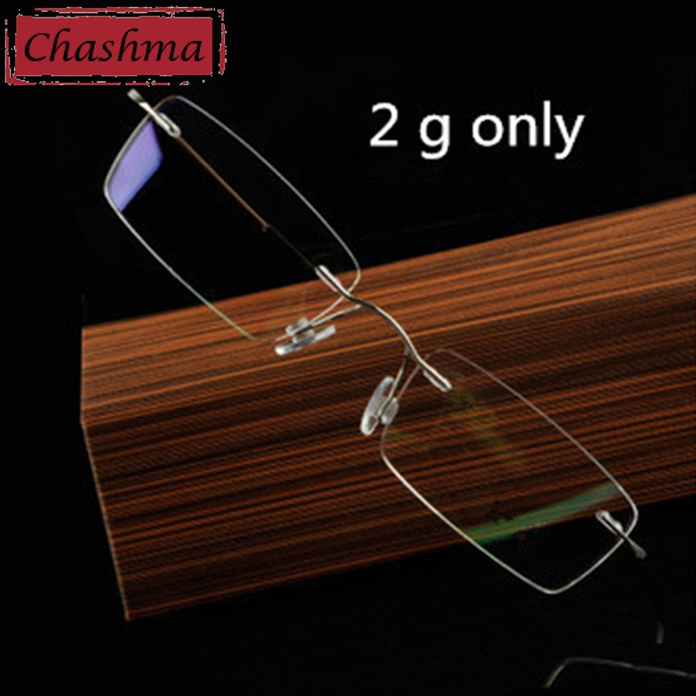Chashma Unisex Rimless Rectangle Titanium Eyeglasses T788 Rimless Chashma