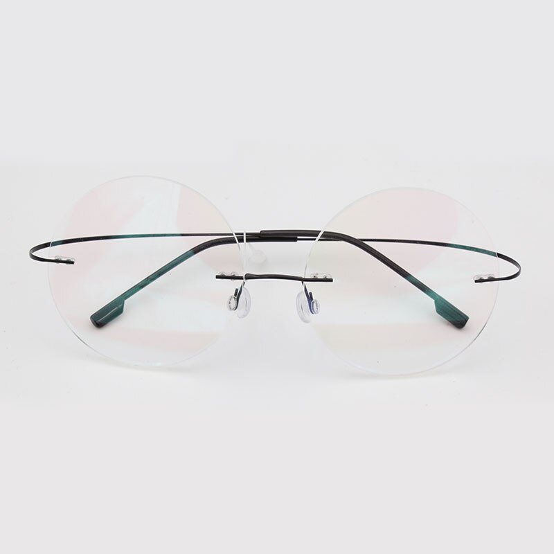 Hotochki Men's Rimless Titanium Alloy Round Frame Eyeglasses Rimless Hotochki black