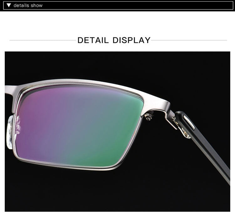 Hotochki Men's IP Electroplated Alloy Full/Semi Rim Frame Eyeglasses P9960 Semi Rim Hotochki