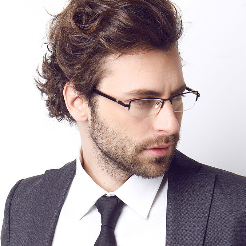 Reven Jate Men's Semi Rim Rectangle Tr 90 Titanium Eyeglasses 9036 Semi Rim Reven Jate