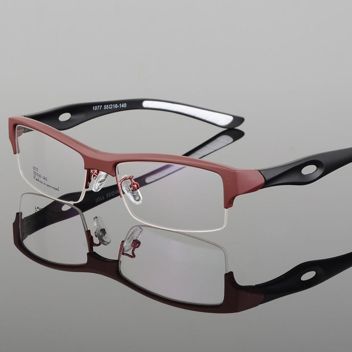 Bclear  Men's Eyeglasses Square Tr 90 Semi Rim Sports 1077 Semi Rim Bclear