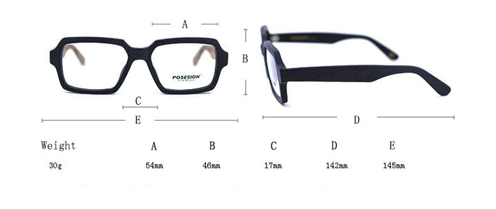 Hdcrafter Unisex Full Rim Oversized Square Wood Frame Eyeglasses Ps9019 Full Rim Hdcrafter Eyeglasses