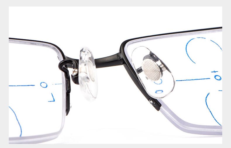 Hotochki Men's Semi Rim Titanium Frame Progressive Lens Reading Glasses Anti Blue Light 1688 Reading Glasses Hotochki