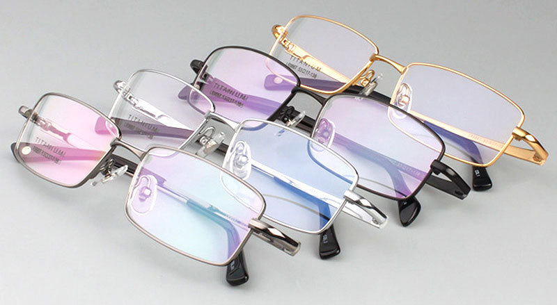 Hotony Men's Full Rim Square Titanium Alloy Frame Eyeglasses L9867 Full Rim Hotony