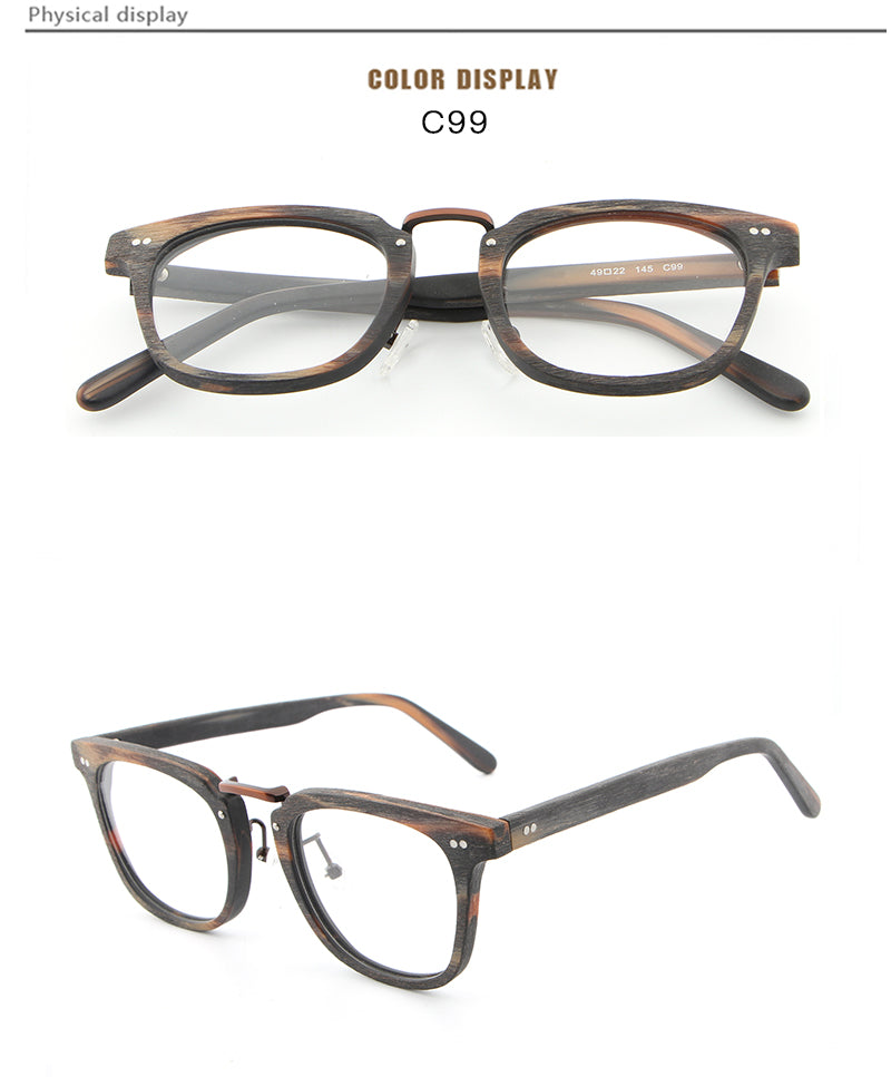 Hdcrafter Unisex Full Rim Square Round Wood Frame Eyeglasses Lbh025 Full Rim Hdcrafter Eyeglasses
