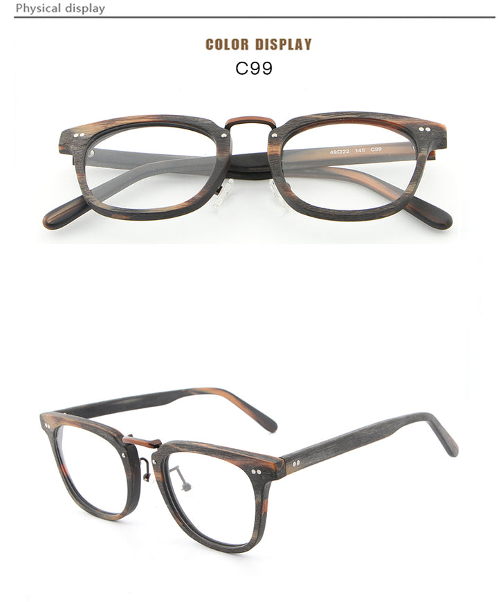 Hdcrafter Unisex Full Rim Square Round Wood Frame Eyeglasses Lbh025 Full Rim Hdcrafter Eyeglasses