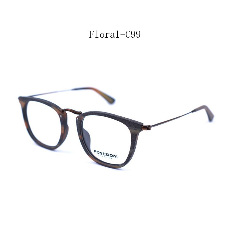 Hdcrafter Unisex Full Rim Round Metal Acetate Frame Eyeglasses Ps9121 Full Rim Hdcrafter Eyeglasses Floral