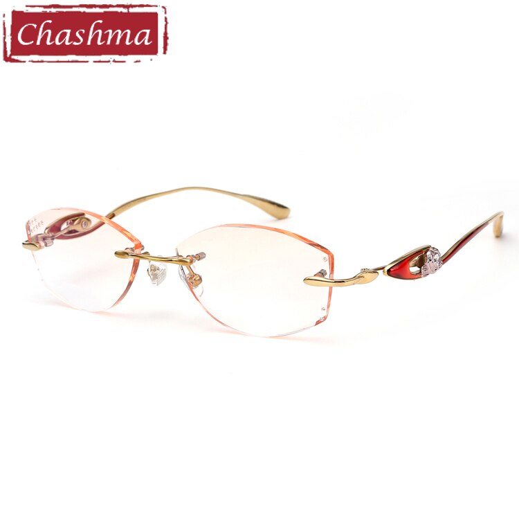 Chashma Women's Rimless Oval Titanium Eyeglasses P208 Rimless Chashma Lenses no Flower