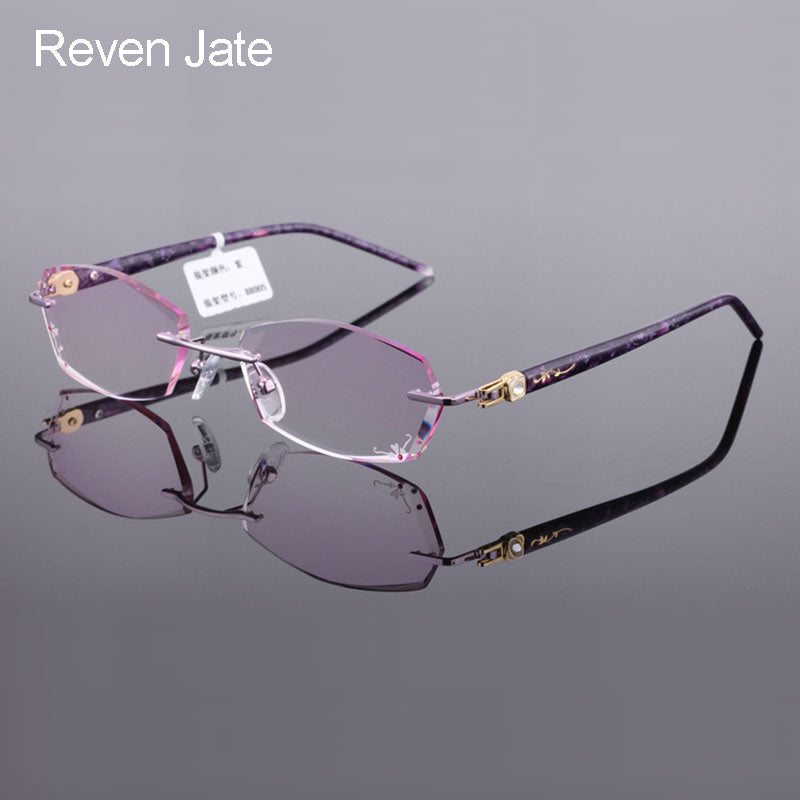 Reven Jate Unisex Rimless Rectangle Titanium Eyeglasses 88005 Rimless Reven Jate