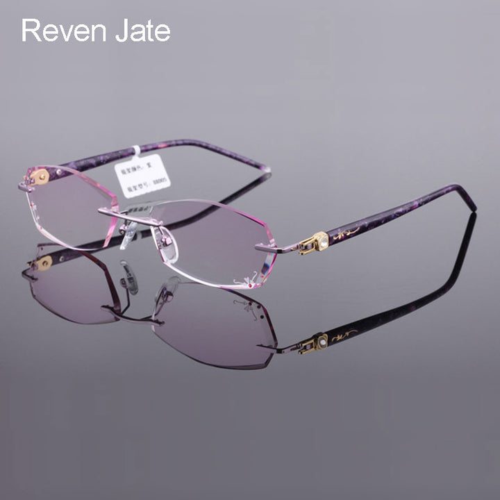 Reven Jate Unisex Rimless Rectangle Titanium Eyeglasses 88005 Rimless Reven Jate