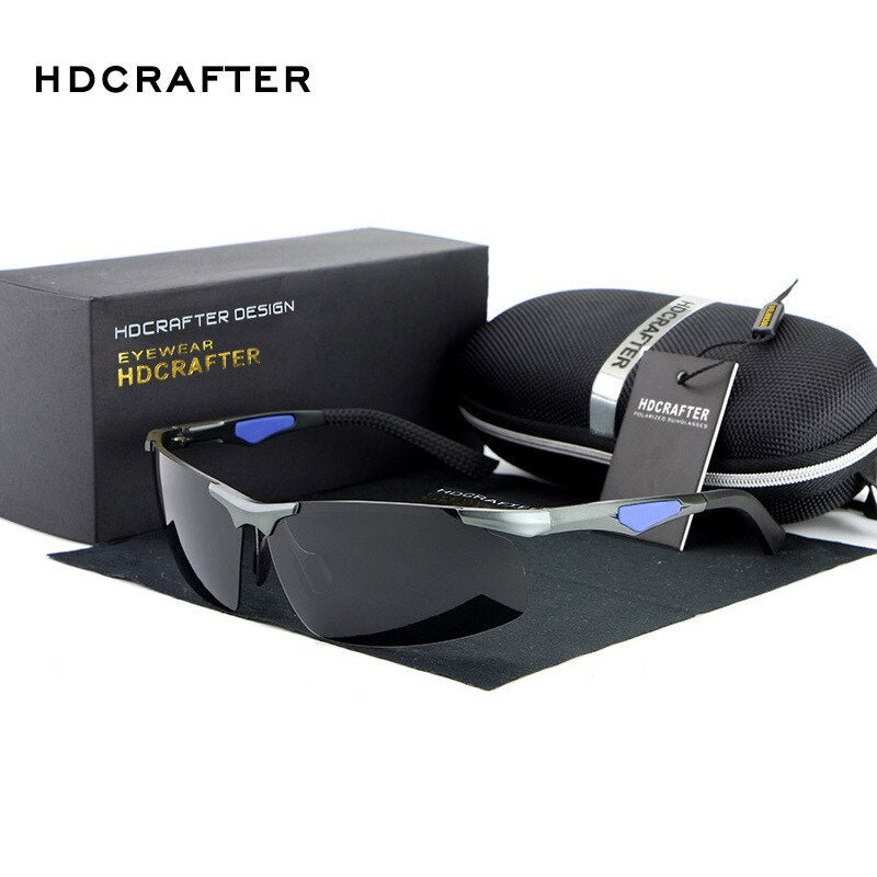 Hdcrafter Men's Rimless Aluminum Magnesium Rectangle Frame Polarized Sunglasses E300 Sunglasses HdCrafter Sunglasses